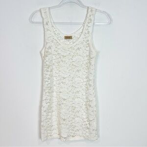 PIKO OFF-WHITE STRETCH LACE TANK DRESS COVER UP WOMENS SZ SMALL